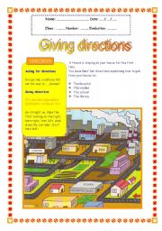 English Worksheet: Giving directions 