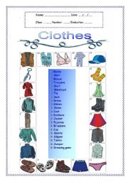 English Worksheet: Clothes 