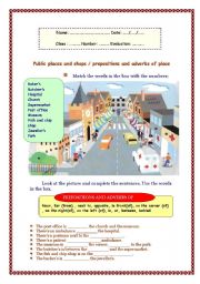 English Worksheet:         Public places and shops / prepositions and adverbs of place