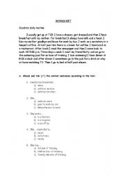 English Worksheet: Daily Routine - Test