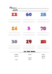 English worksheet: numbers worksheet