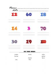 English Worksheet: numbers worksheet