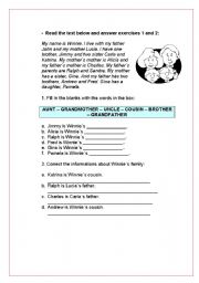 English Worksheet: Reading - Members of the Family exercise