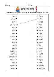 English Worksheet: Opposite Adjectives