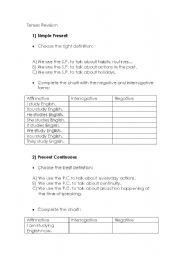 English Worksheet: Tenses revision