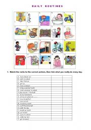 English Worksheet: Daily routine vocabulary and writing