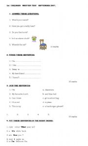 English worksheet: TEST TO REVIEW