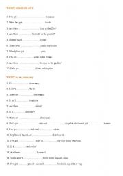 English Worksheet: SOME ANY A AN
