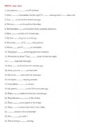 English Worksheet: WAS OR WERE?