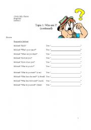 English Worksheet: Who Am I (continued)
