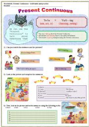 English Worksheet: Present Continuous - brief notes and practice