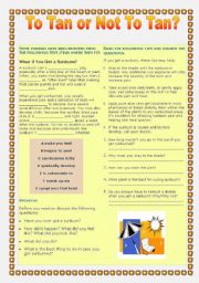 English Worksheet: To Tan or Not To Tan? Part 2