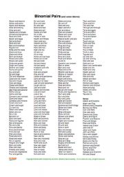 Binomial Pairs List