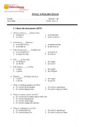 English worksheet: exam