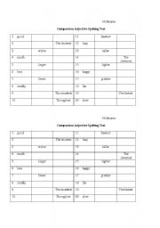 English Worksheet: Comparison Adjective Spelling 1