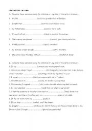 English Worksheet: INFINITIVE OR -ING