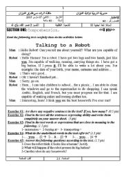 English Worksheet: Talking to a Robot (Author-Bouabdellah)