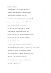 English Worksheet: INDIRECT SPEECH