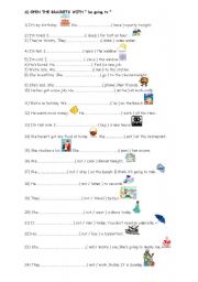 English Worksheet:  future tense-going to