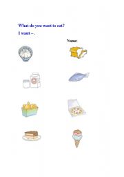 English worksheet: What do you want to eat?