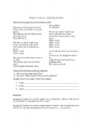 English Worksheet: Song: Wish I Could by Norah Jones (Speaking Activity)