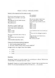 English worksheet: Song: Wish I Could by Norah Jones (Speaking Activity)