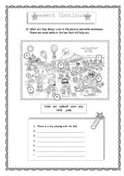 English Worksheet: What are they doing?