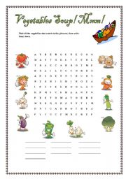 English Worksheet: Vegetables soup! Mmm!