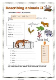 English Worksheet: Describing animals (part 2/2)