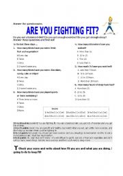 English Worksheet: Are you fighting fit?