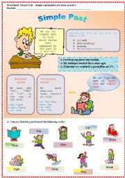 English Worksheet: Simple Past - brief explanation and some practice