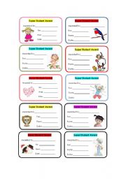 English Worksheet: Super student award