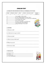 English Worksheet: question words