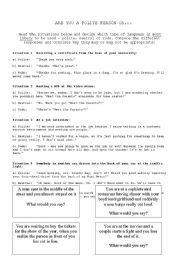 English Worksheet: Are you polite or not???