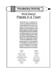 Word Search - Places in a Town