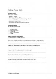 English worksheet: make a phone call