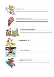 English worksheet: Seasons Sentences