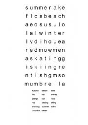 English worksheet: Seasons Wordsearch