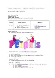 English Worksheet: What is a pan pal?