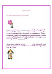 English Worksheet: the lucky pencil- adverbs and adjectives