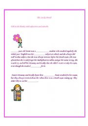 English worksheet: the lucky pencil- adverbs and adjectives