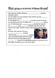 English Worksheet: Robbie Williams PRESENT CONTINUOUS