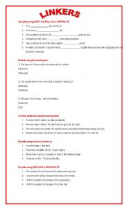 English Worksheet: LINKERS - CONNECTORS