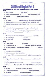 CAE CAMBRIDGE- PAPER 4  for the revised exam - 2008 - Use of English- with answers