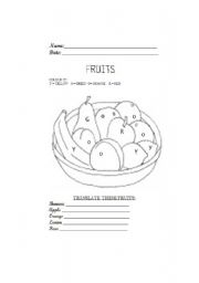 English Worksheet: fruits 