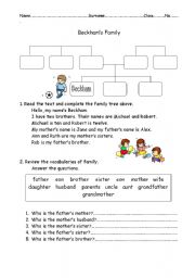 English Worksheet: Family