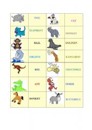 English Worksheet: ANIMAL DOMINO