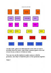 English worksheet: reviewing pronouns - memory game