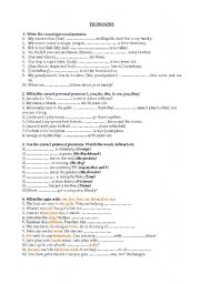 English Worksheet: pronouns