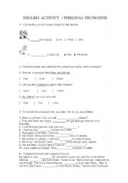 English Worksheet: Personal Pronouns